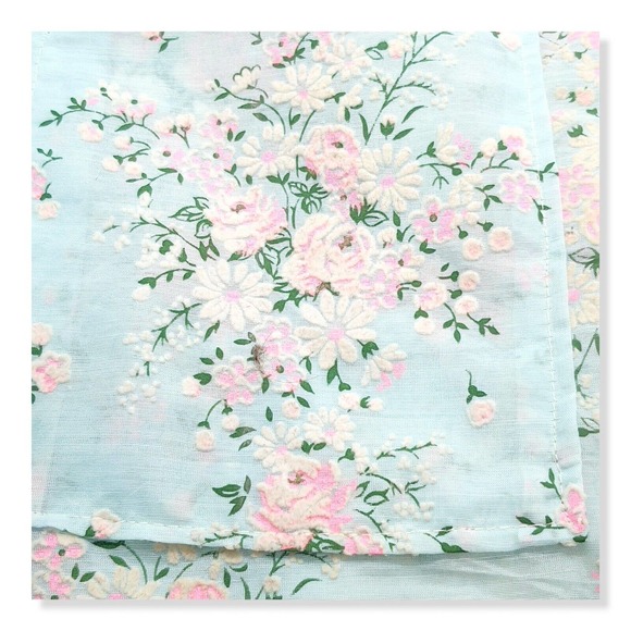Vintage 50s Housewife Kitchen Apron Pastel Floral Flocked Dainty Retro MCM 60s - Picture 8 of 16